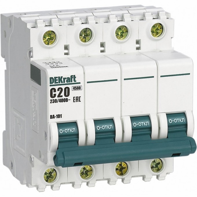 Автоматический выключатель SCHNEIDER ELECTRIC DEKRAFT 4Р 32А х-ка C ВА-101 4,5кА 11093DEK