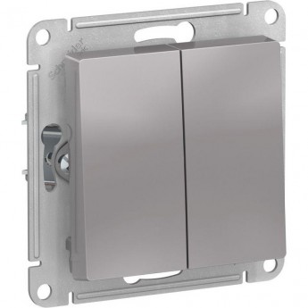 Выключатель 2-клавишный SCHNEIDER ELECTRIC ATLASDESIGN AQUA IP44 (сх.5) 10AX механизм, алюминий