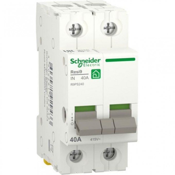 Выключатель нагрузки SCHNEIDER ELECTRIC RESI9 2п 40А (мод. рубильник) R9PS240